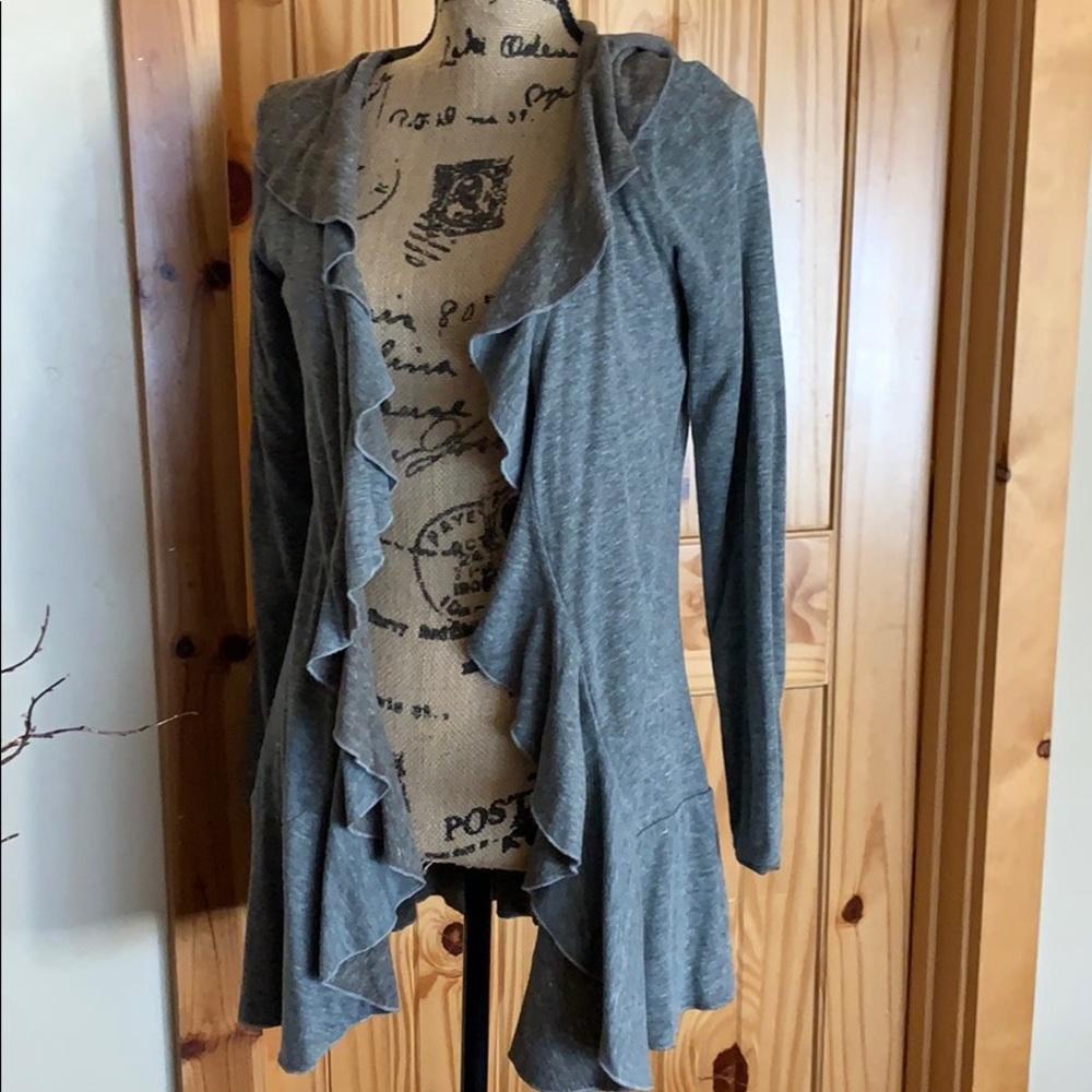 Reversible hooded sweater jacket xs/sgray & blue